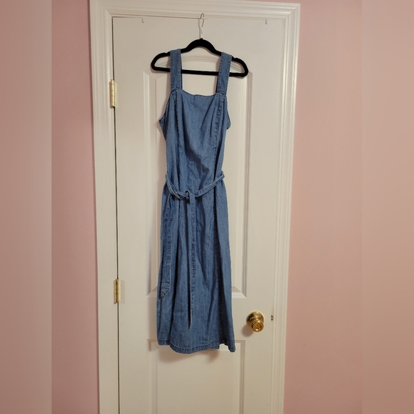 Women's POPSUGAR Belted Denim Dress, Size: XS, Med Blue
